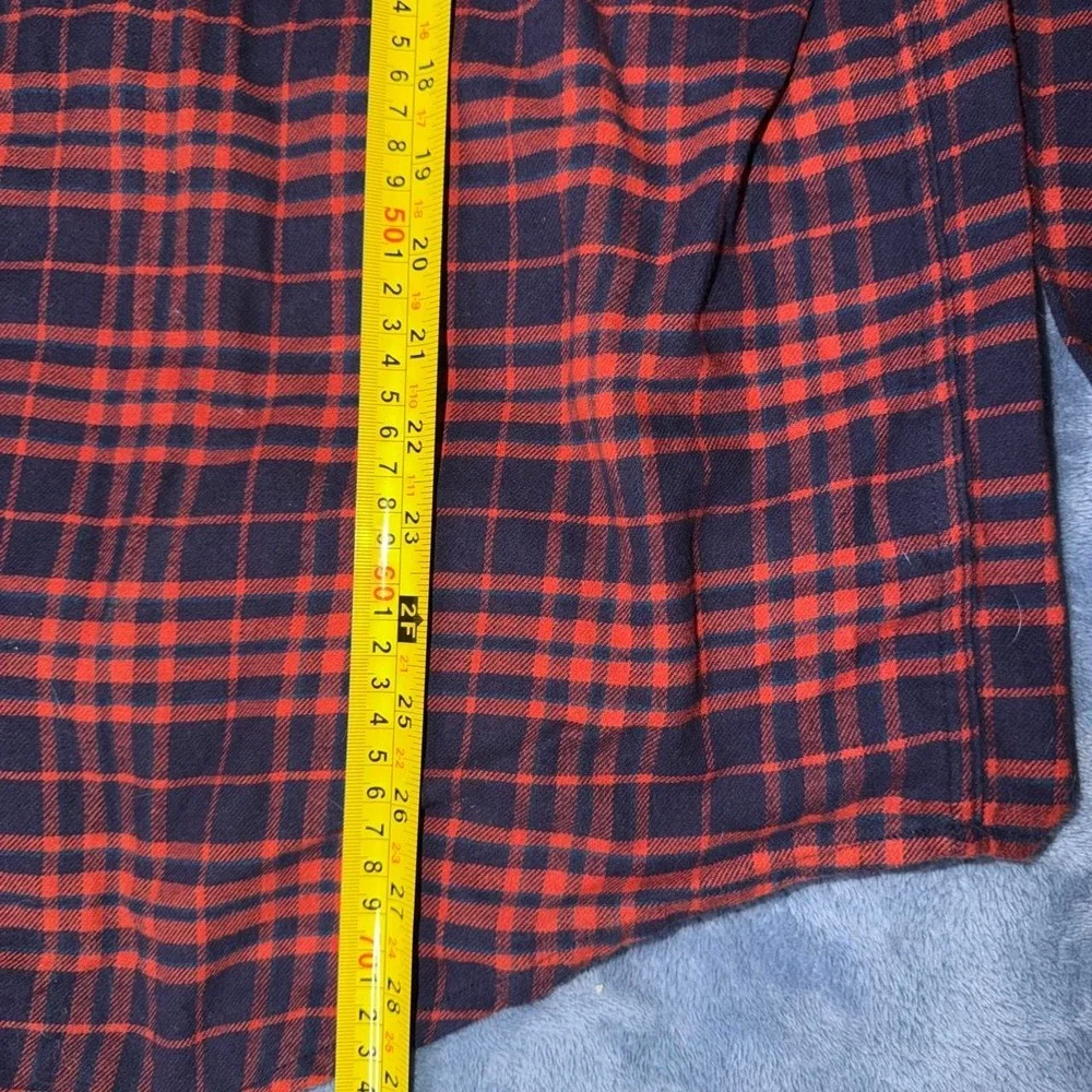Chaps red and dark blue plaid button up shirt men